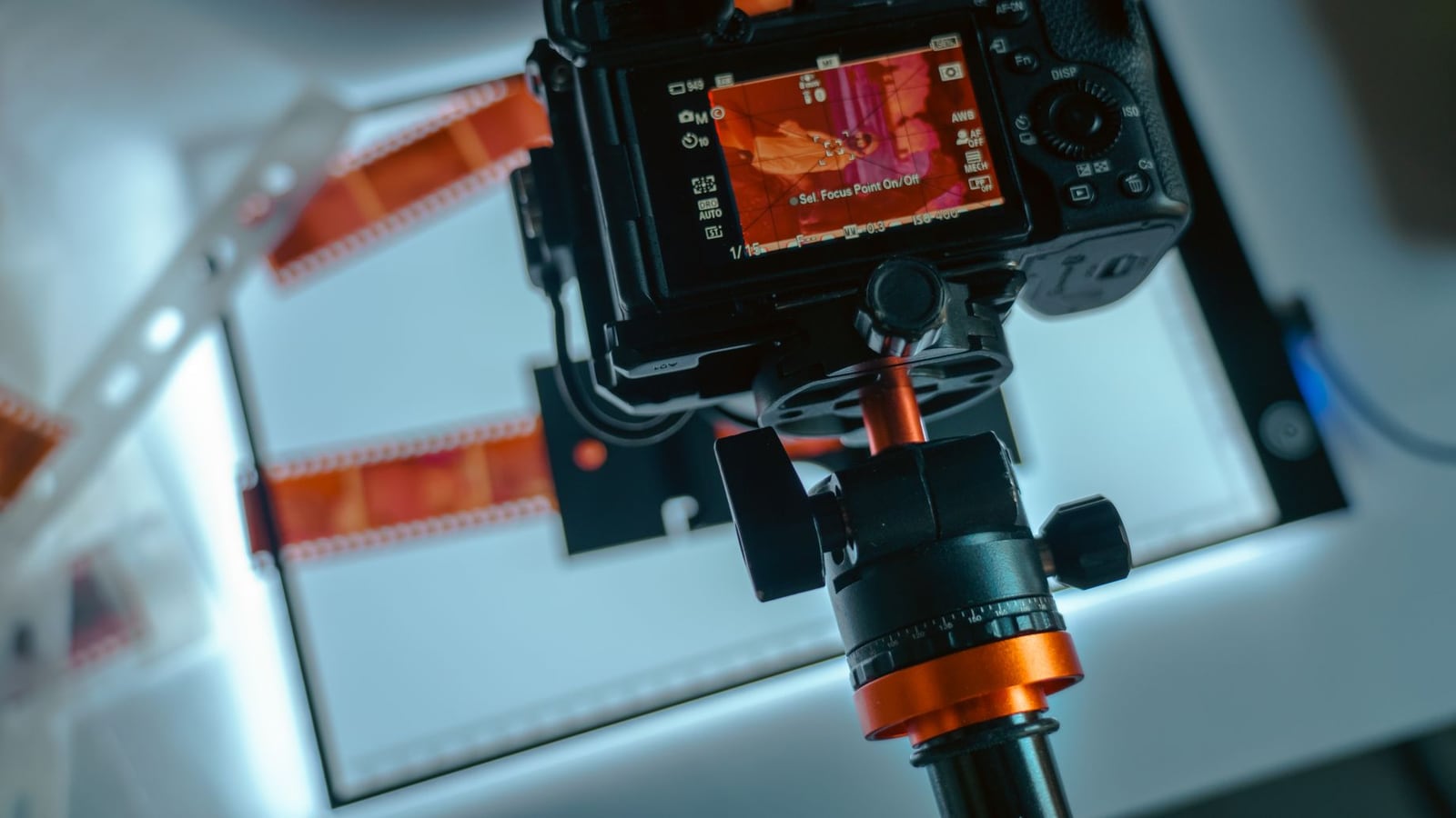 Interior of a professional digitization studio in Osaka with high-end scanning equipment.